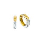 klapoorringen zirkonia 14K bicolor goud geel/wit - vlak