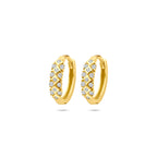 klapoorringen zirkonia 14 mm 14K geelgoud