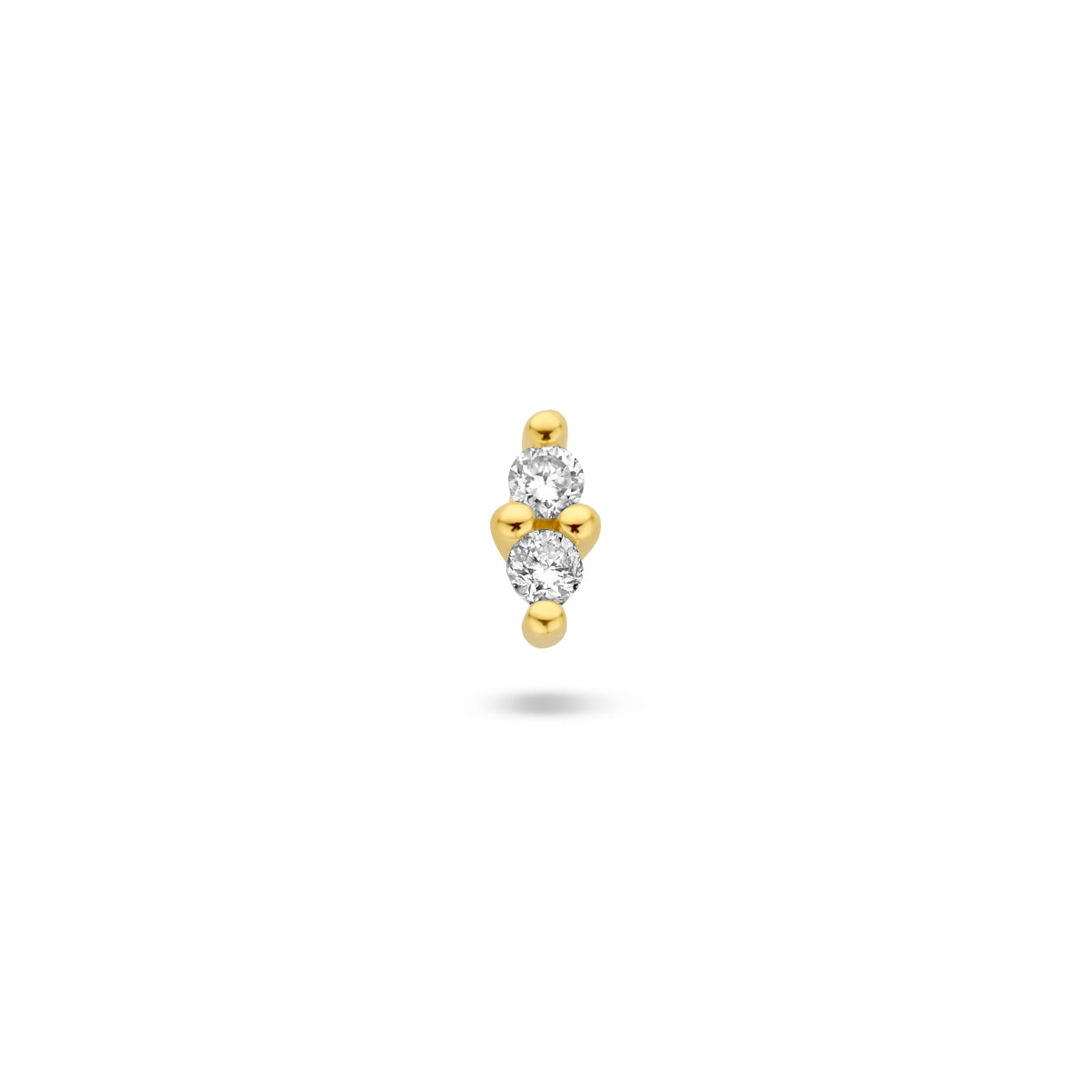 oorknop diamant 0.02ct h p1 per stuk 14K geelgoud