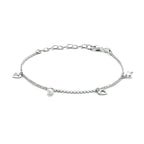 enkelbandje hartjes 18 + 4 cm zilver gerhodineerd