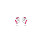 Ohrstecker Emaille Einhorn 6,5 mm rhodiniert Silber