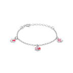 armband bloemen emaille 13 + 3 cm zilver gerhodineerd