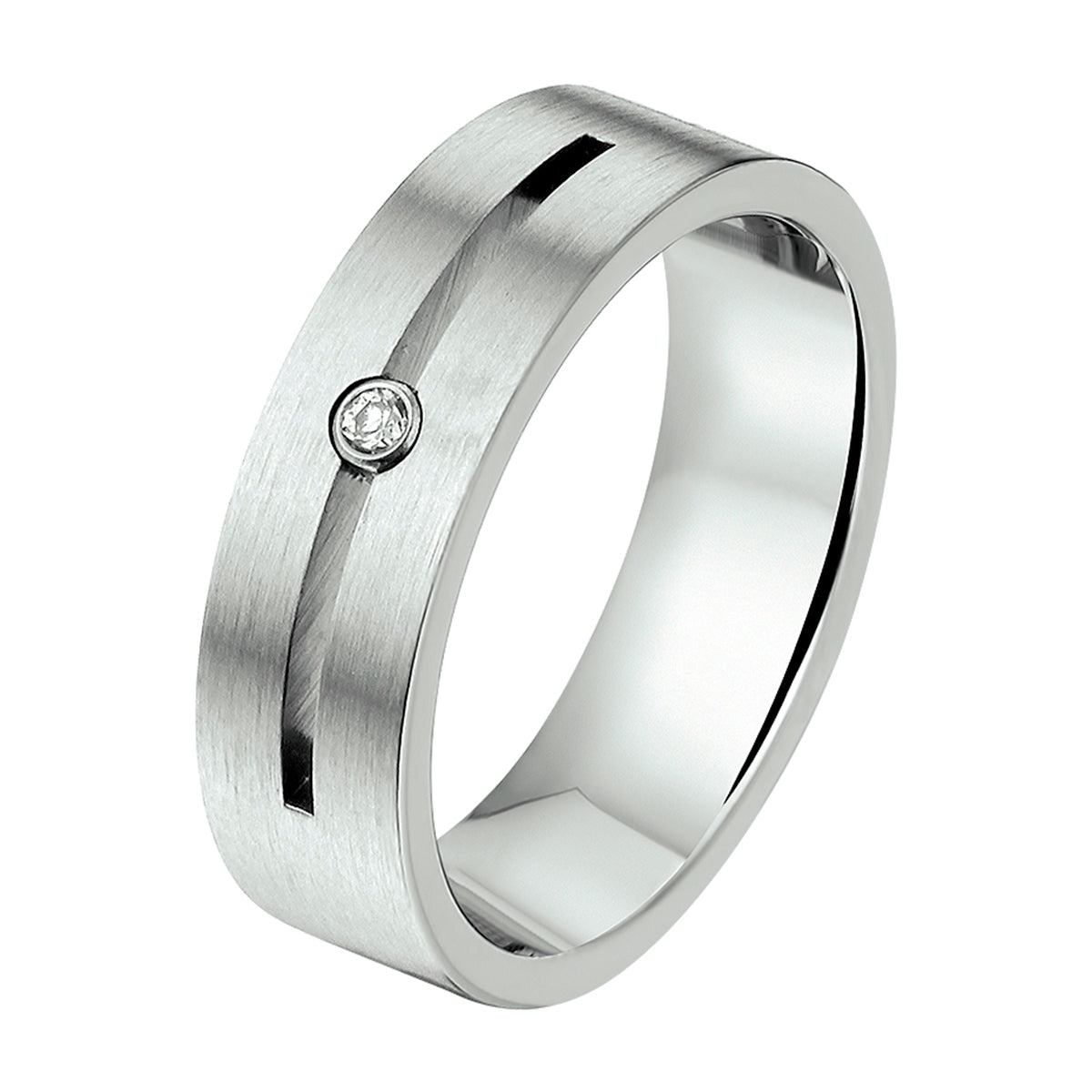 Ring 6 mm mit Zirkonia Edelstahl
