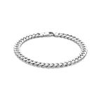 Armband Panzerkette 6-fach geschliffen 6,6 mm 21 cm Silber weiß