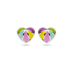 oorknoppen emaille hart zilver gerhodineerd