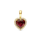 hanger hartje roze rhodoliet en diamant 0.06ct h si 13 mm 14K geelgoud