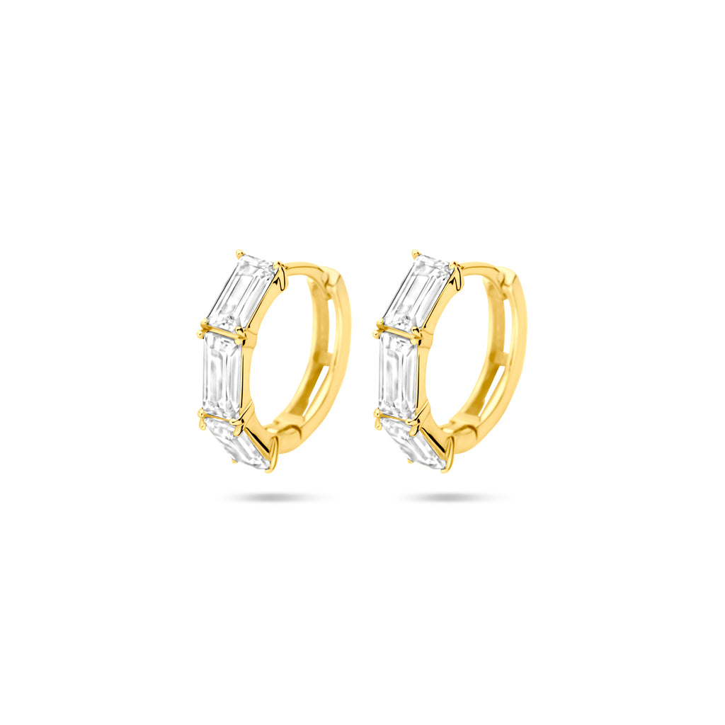 klapoorringen zirkonia 15,5 mm 1 micron zilver verguld (geel)