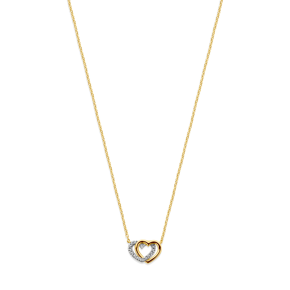 collier hartjes diamant 0.04ct h si 41 - 43 - 45 cm 14K geelgoud