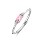 ring wit en roze zirkonia zilver gerhodineerd