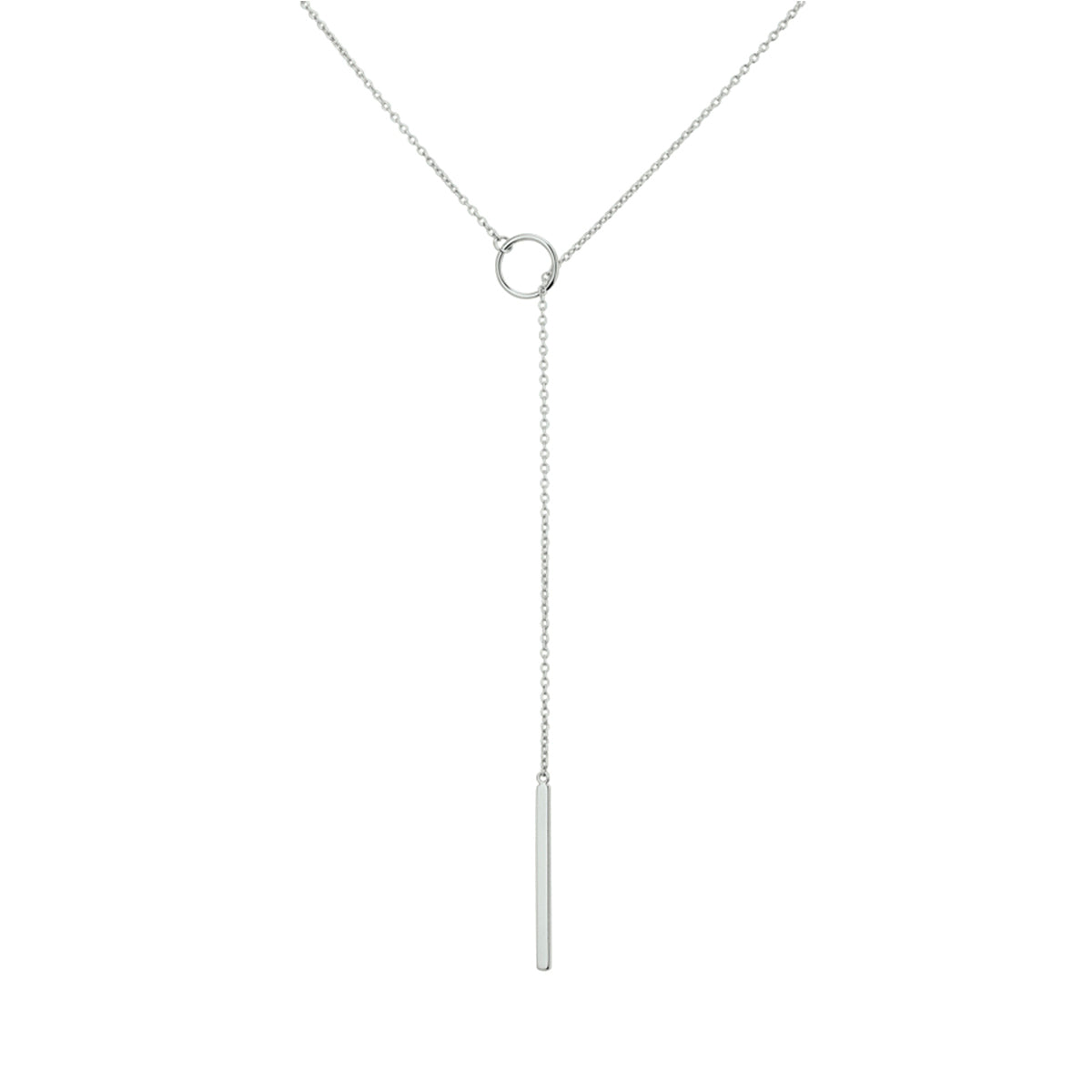 collier balkje 70 cm zilver gerhodineerd - blok/staaf/buis/driehoek