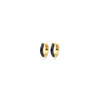 Klappcreolen, schwarzes Email, 10,5 mm, 1 Mikron versilbert (gelb)