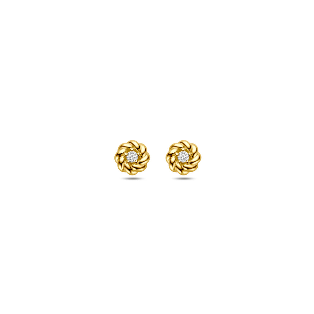 Ohrstecker Zirkonia 5 mm 14K Gelbgold