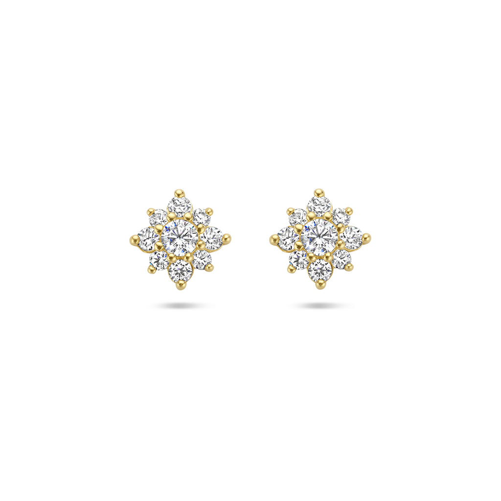 Ohrstecker Zirkonia Rosette 14K Gelbgold