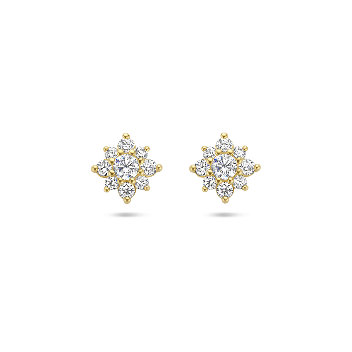 Ohrstecker Zirkonia Rosette 14K Gelbgold