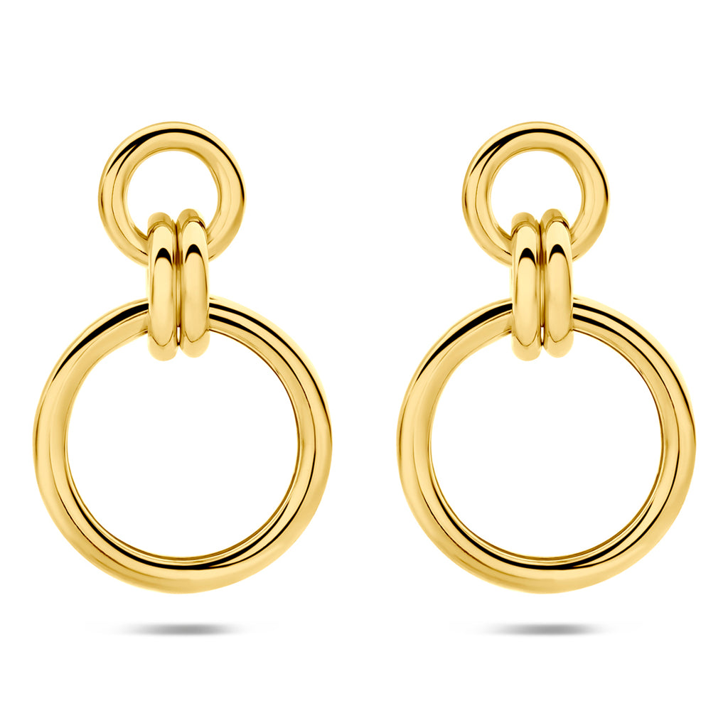 oorhangers 32 mm 1 micron zilver verguld (geel) - rond
