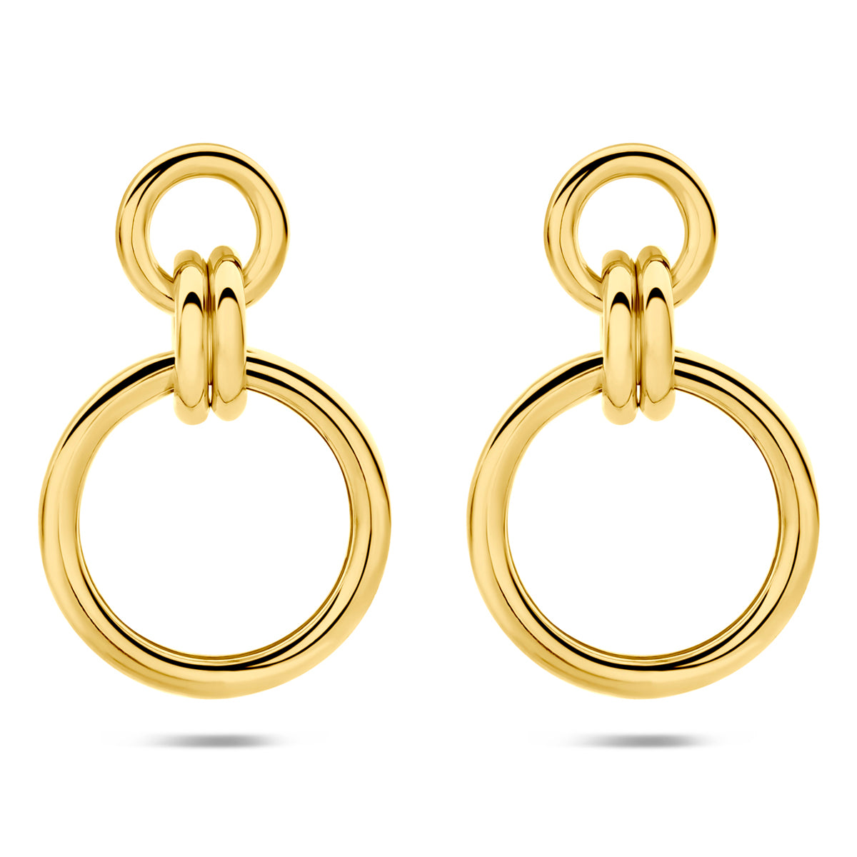 oorhangers 32 mm 1 micron zilver verguld (geel) - rond