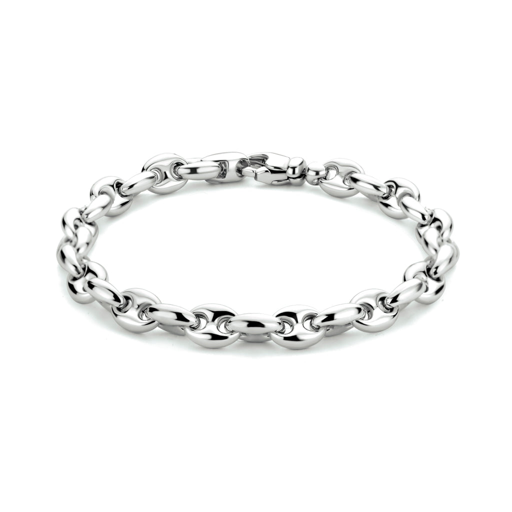 Armband Kaffeebohne 7,4 mm 20 cm Silber rhodiniert