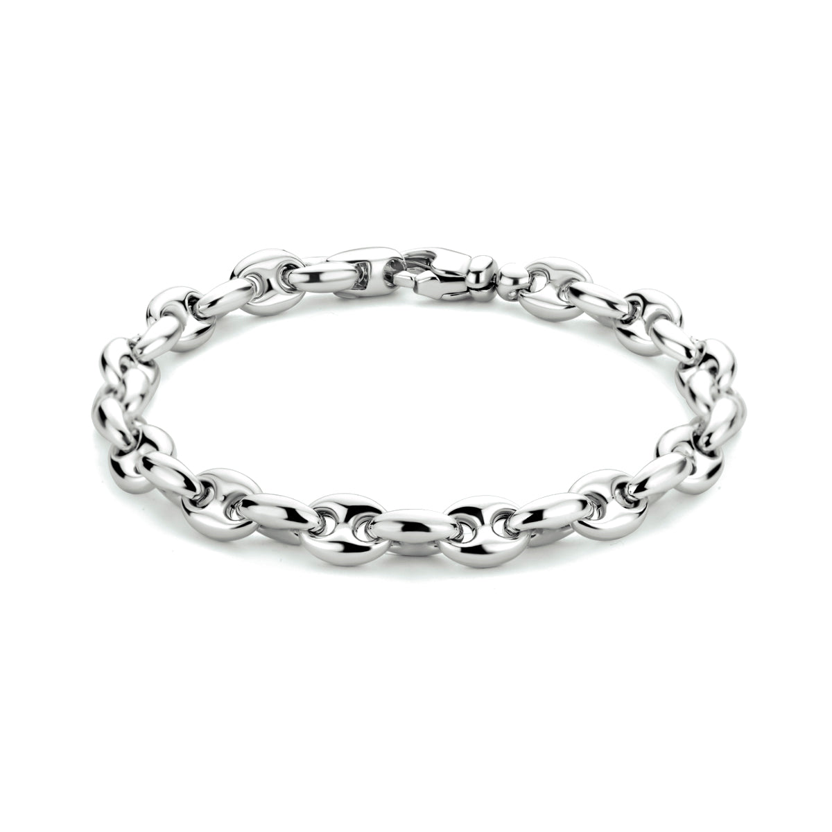 Armband Kaffeebohne 7,4 mm 20 cm Silber rhodiniert