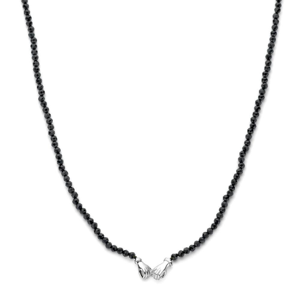 collier onyx 40 + 5 cm zilver gerhodineerd