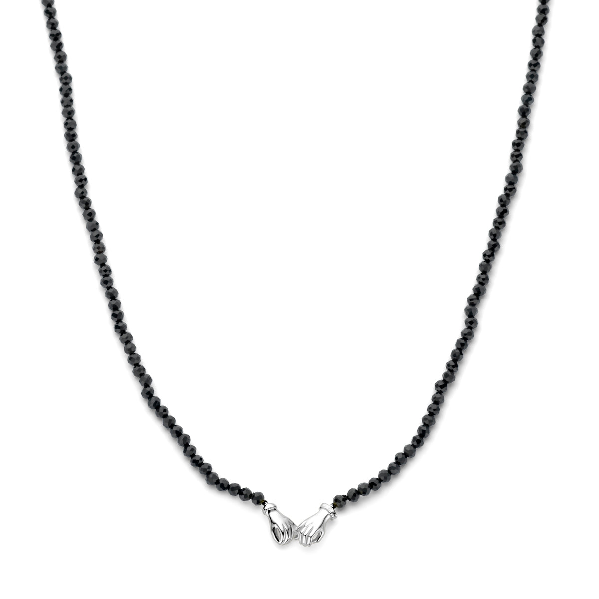 collier onyx 40 + 5 cm zilver gerhodineerd