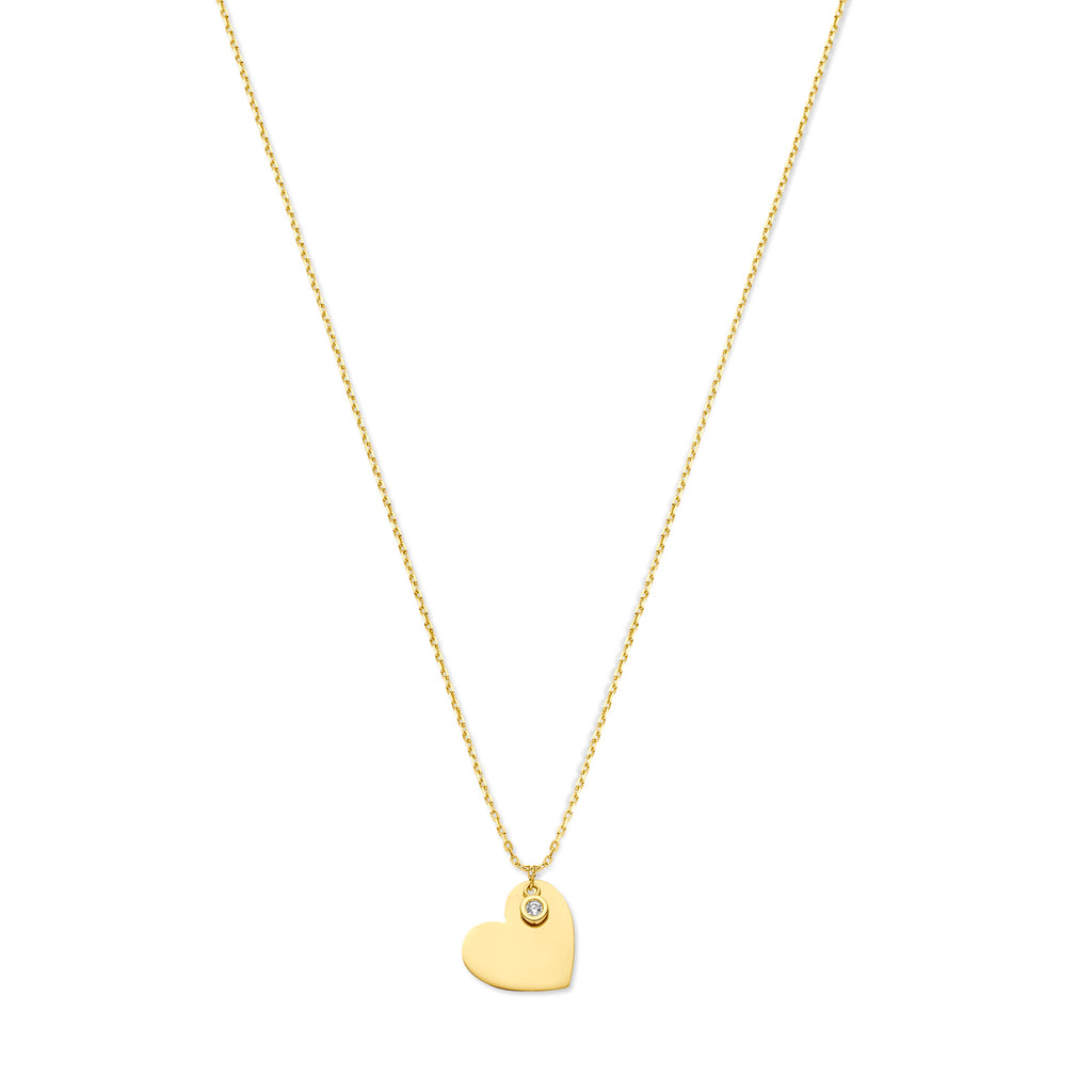 Halskette Herz und Zirkonia 1,0 mm 40 - 42 - 44 cm 14K Gelbgold