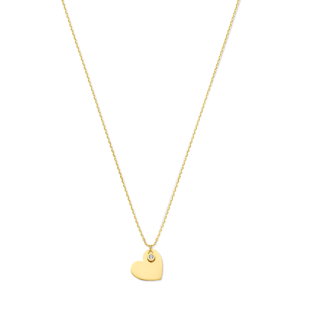 Halskette Herz und Zirkonia 1,0 mm 40 - 42 - 44 cm 14K Gelbgold