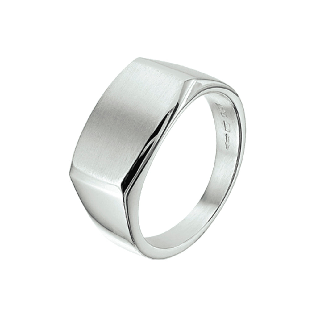 ring dwarsmodel poli/mat zilver wit