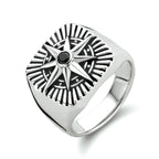 Siegelring Stern Zirkonia Silber rhodiniert