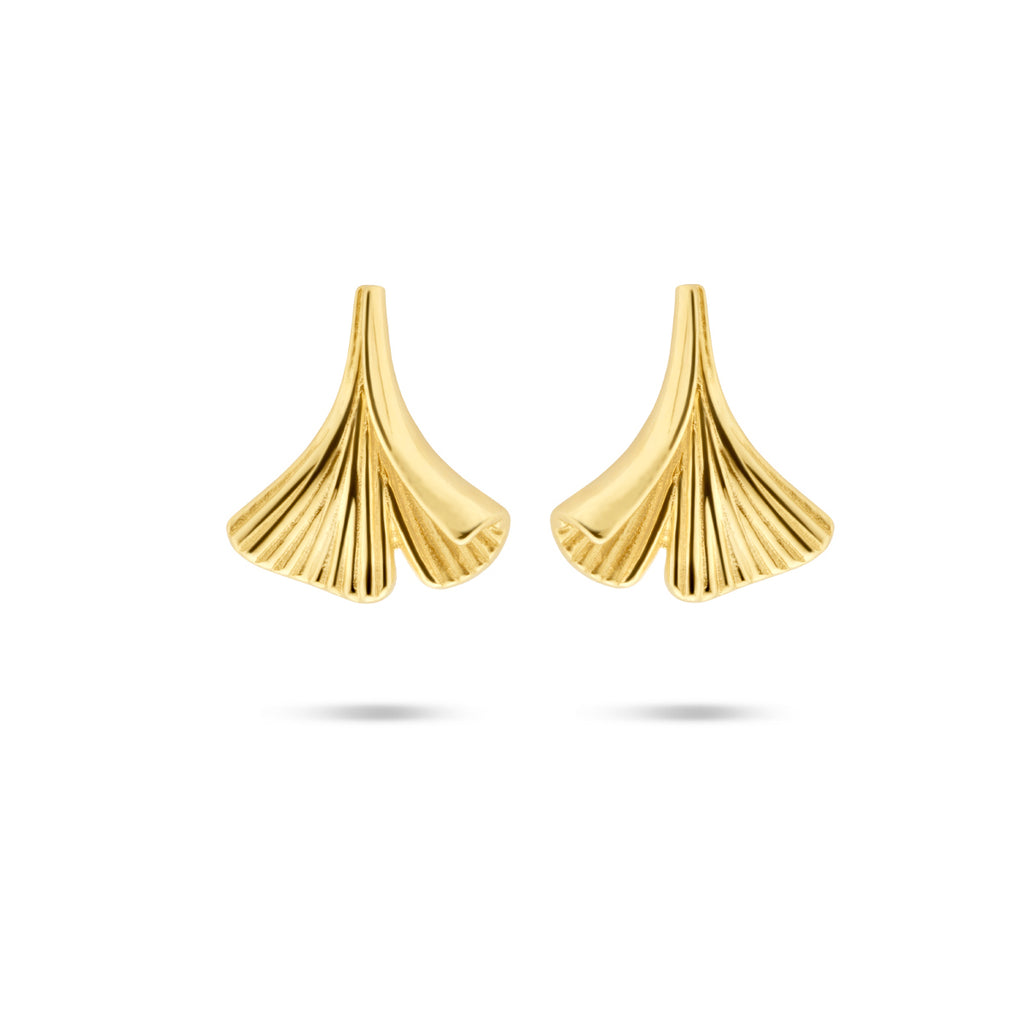 Ohrstecker Ginkgoblatt 14K Gelbgold