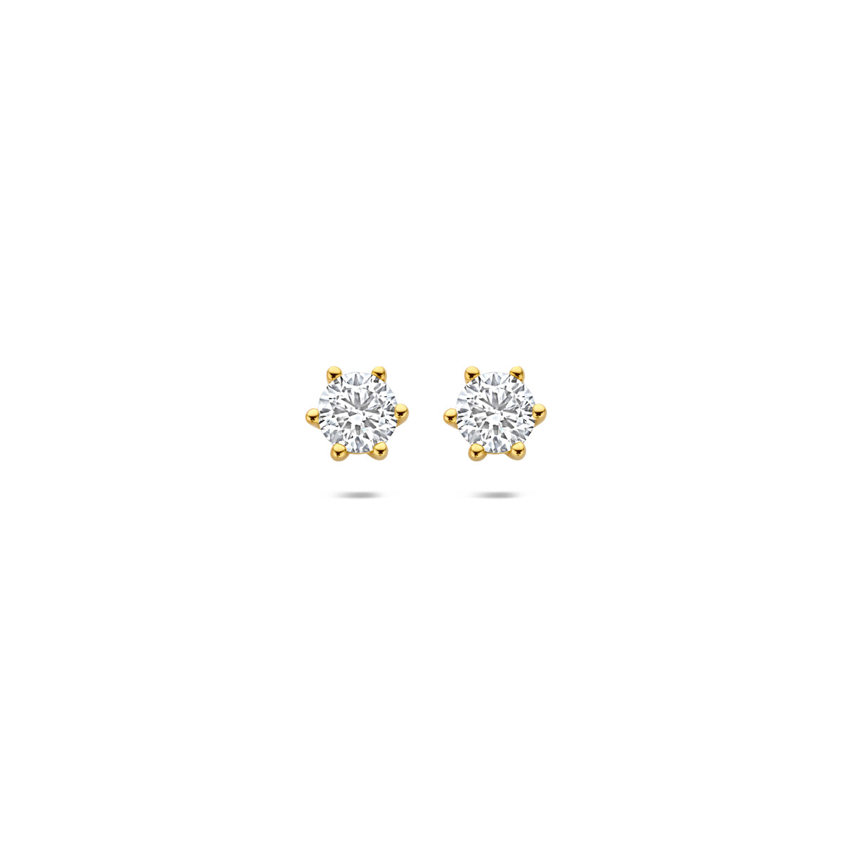 oorknoppen lab grown diamant 0.75ct (2x 0.375ct) f vs 4,5 mm 14K geelgoud