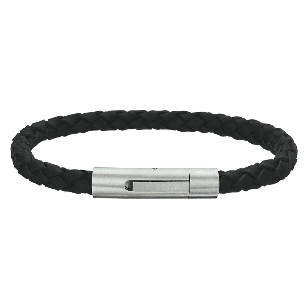 Armband Leder matt 6 mm 21 cm Edelstahl