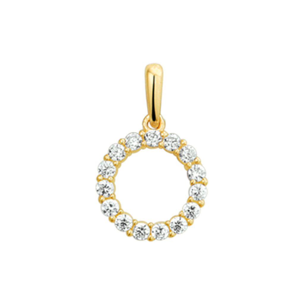 Anhänger rund Zirkonia 10 mm 14K Gelbgold