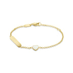 Gravurarmband Herz aus Perlmutt und Plättchen 1,5 mm 14K Gelbgold