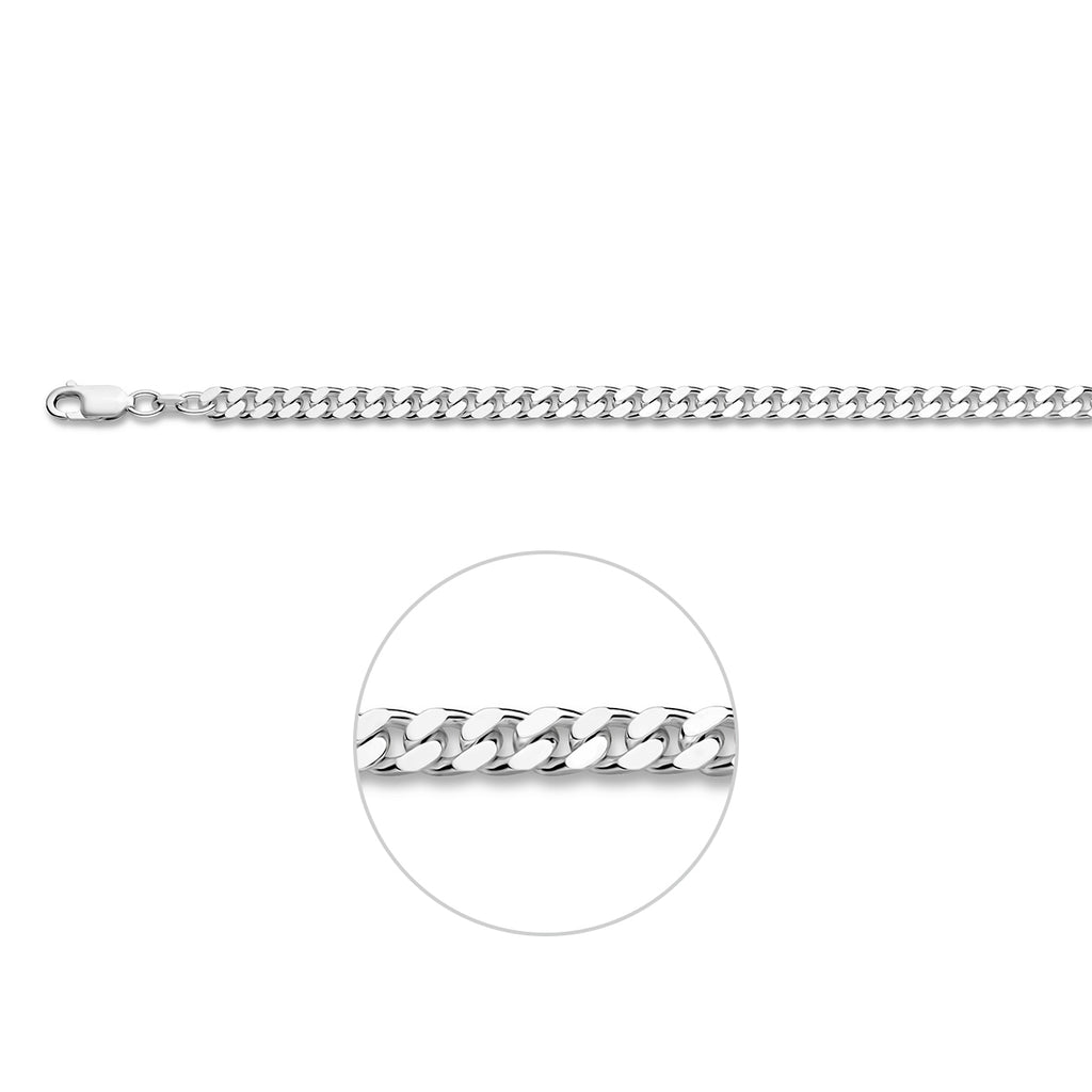 Panzerkette 4 Seiten geschliffen 4,8 mm Silber weiß