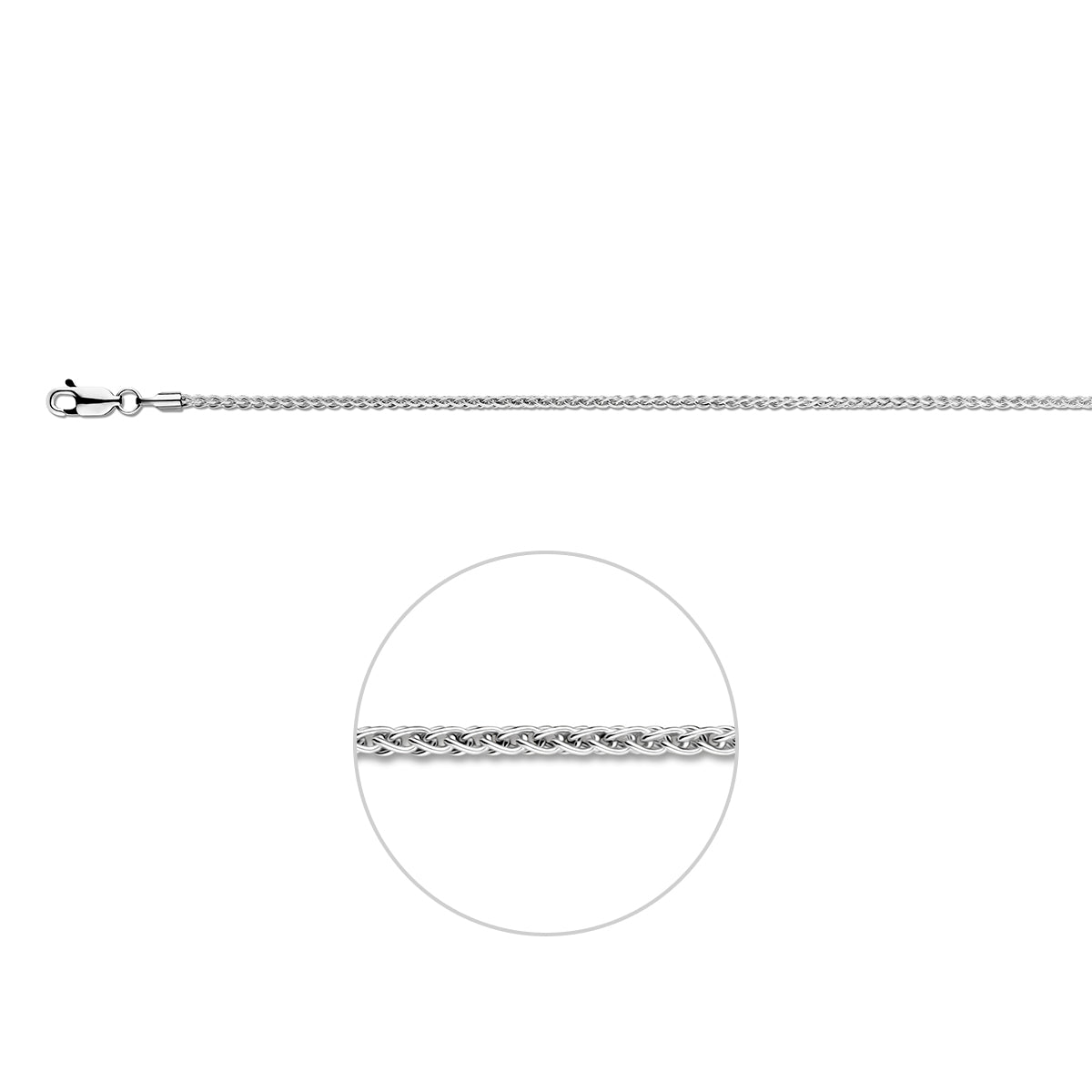 vossestaart rond 1,7 mm zilver wit