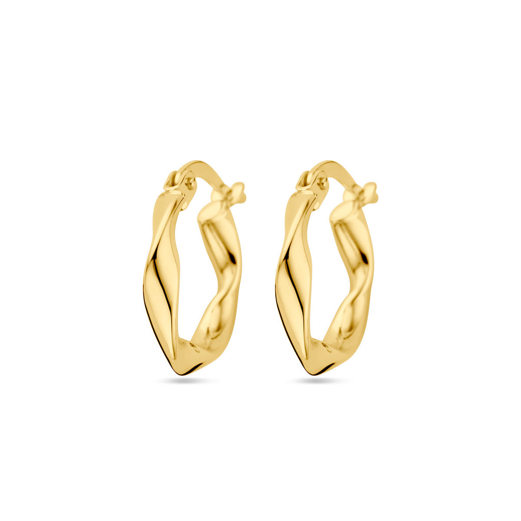 Ohrringe gedrehtes Rohr 14K Gelbgold