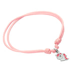 Armband Emaille Einhorn Silber rhodiniert mit Gummi/Nylon/Leder