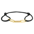 Armband Satin schwarz 13 - 26 cm vergoldet (mit Gummi/Nylon/Leder)