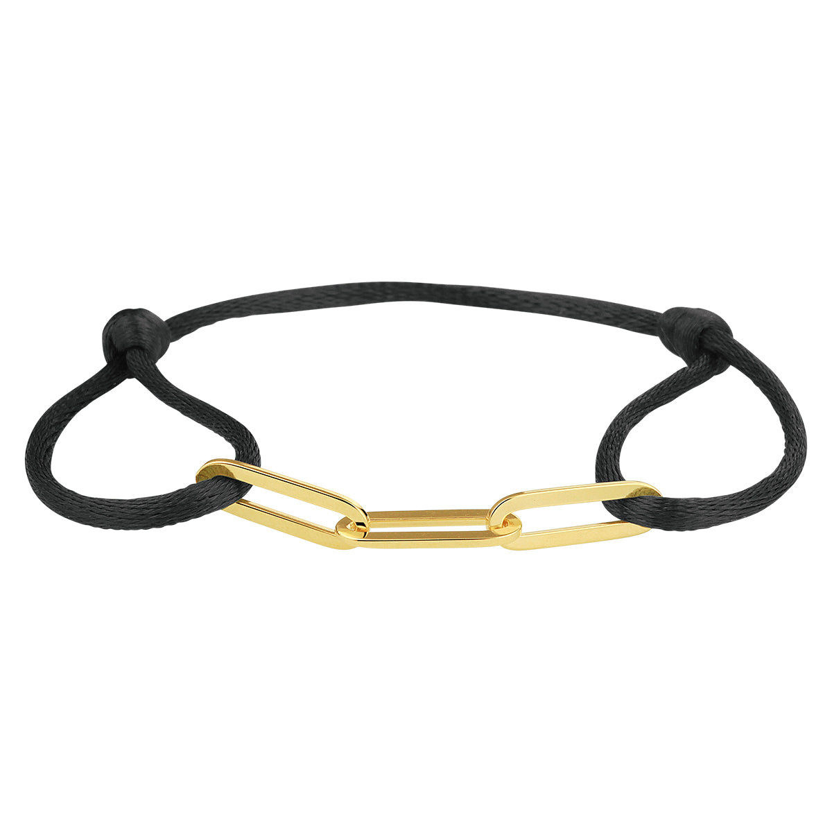 Armband Satin schwarz 13 - 26 cm vergoldet (mit Gummi/Nylon/Leder)