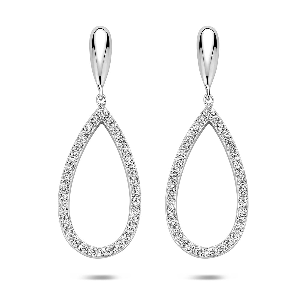 oorhangers druppel zirkonia 43 mm zilver gerhodineerd - druppel/komma/pegel