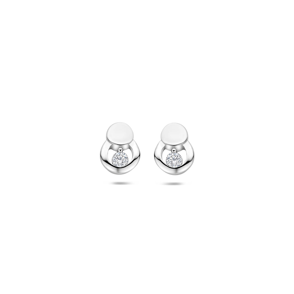 oorknoppen zirkonia poli/mat 8 mm zilver gerhodineerd