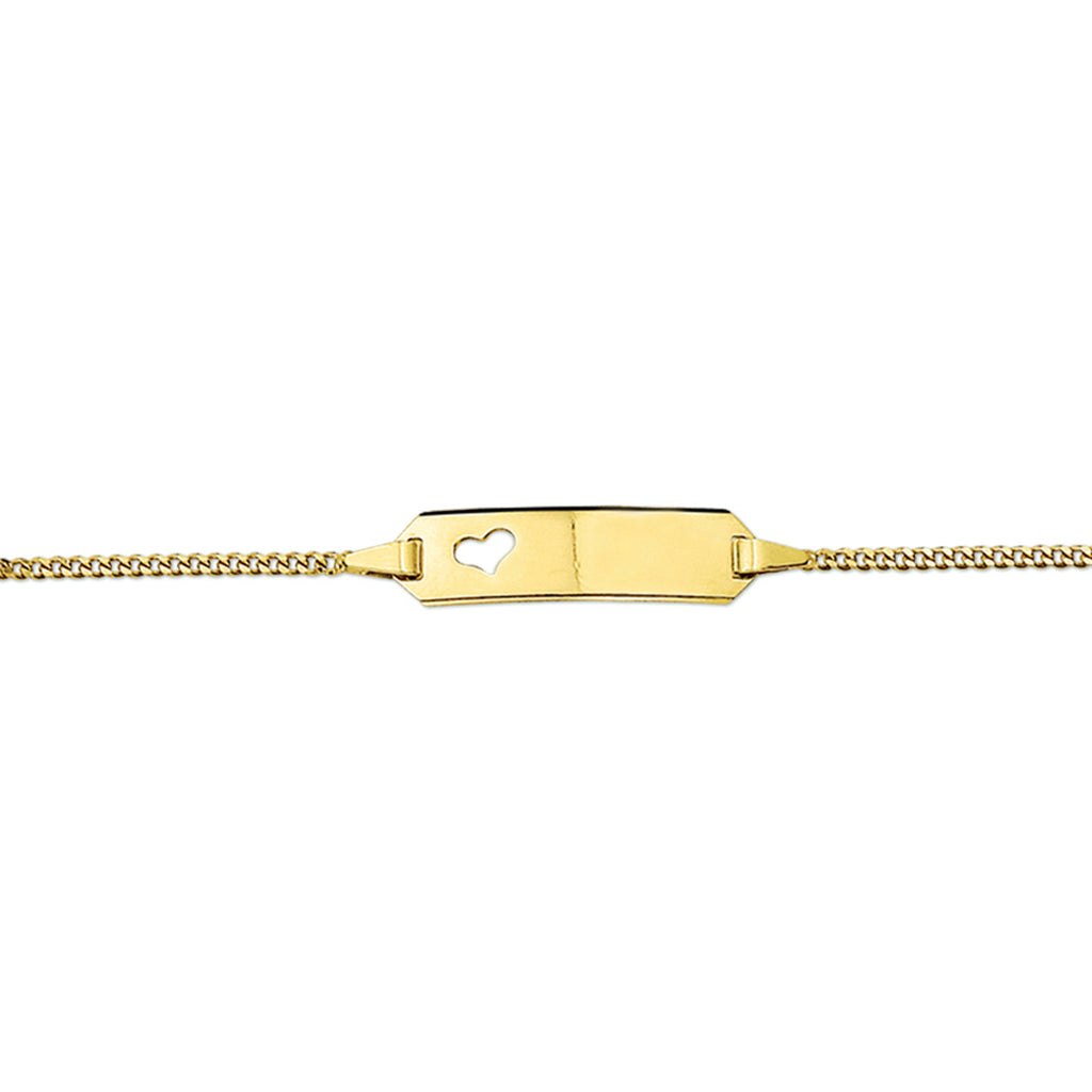 Gravurarmband Herz Gourmette 4 Seiten geschliffene Platte 5,0 mm 14K Gelbgold