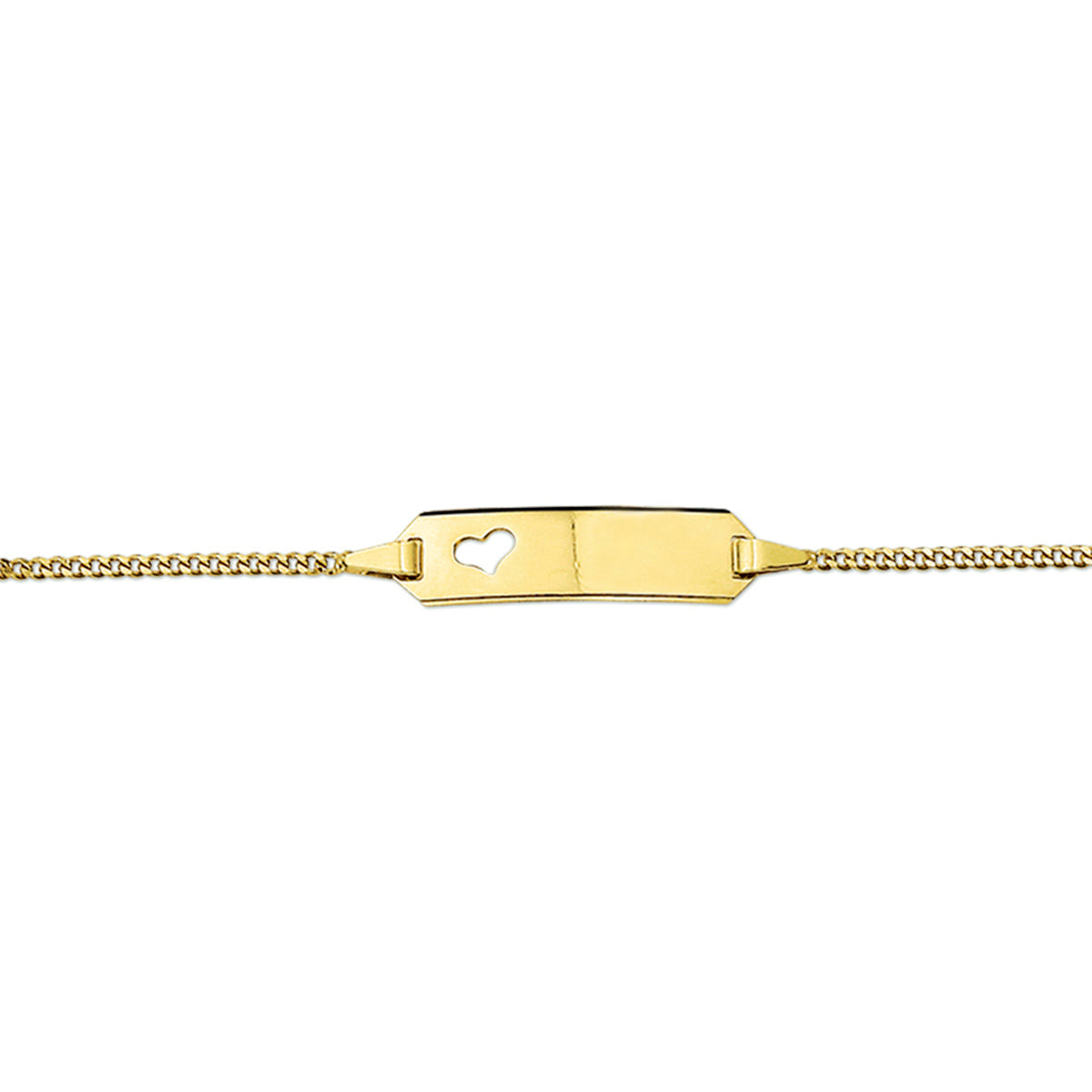Gravurarmband Herz Gourmette 4 Seiten geschliffene Platte 5,0 mm 14K Gelbgold