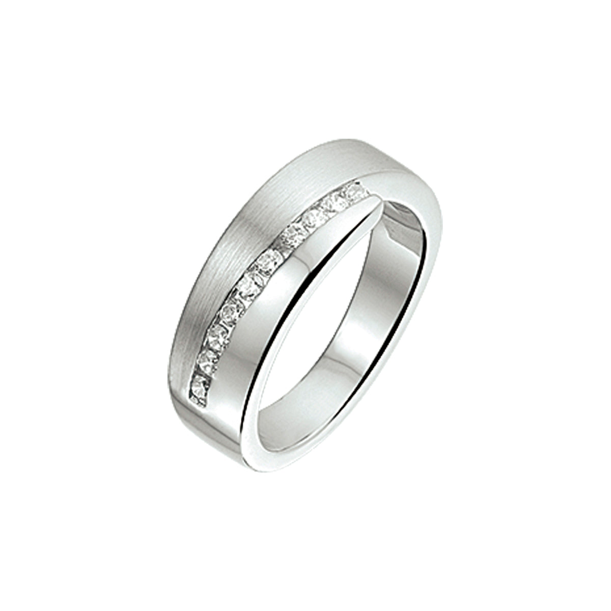 Ring Zirkonia Poly/Silber matt rhodiniert