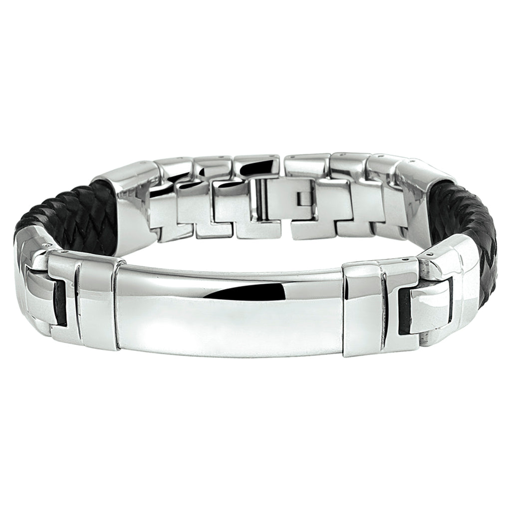 Armband Leder 14,5 mm 21 cm Edelstahl