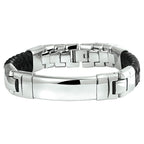 Armband Leder 14,5 mm 21 cm Edelstahl