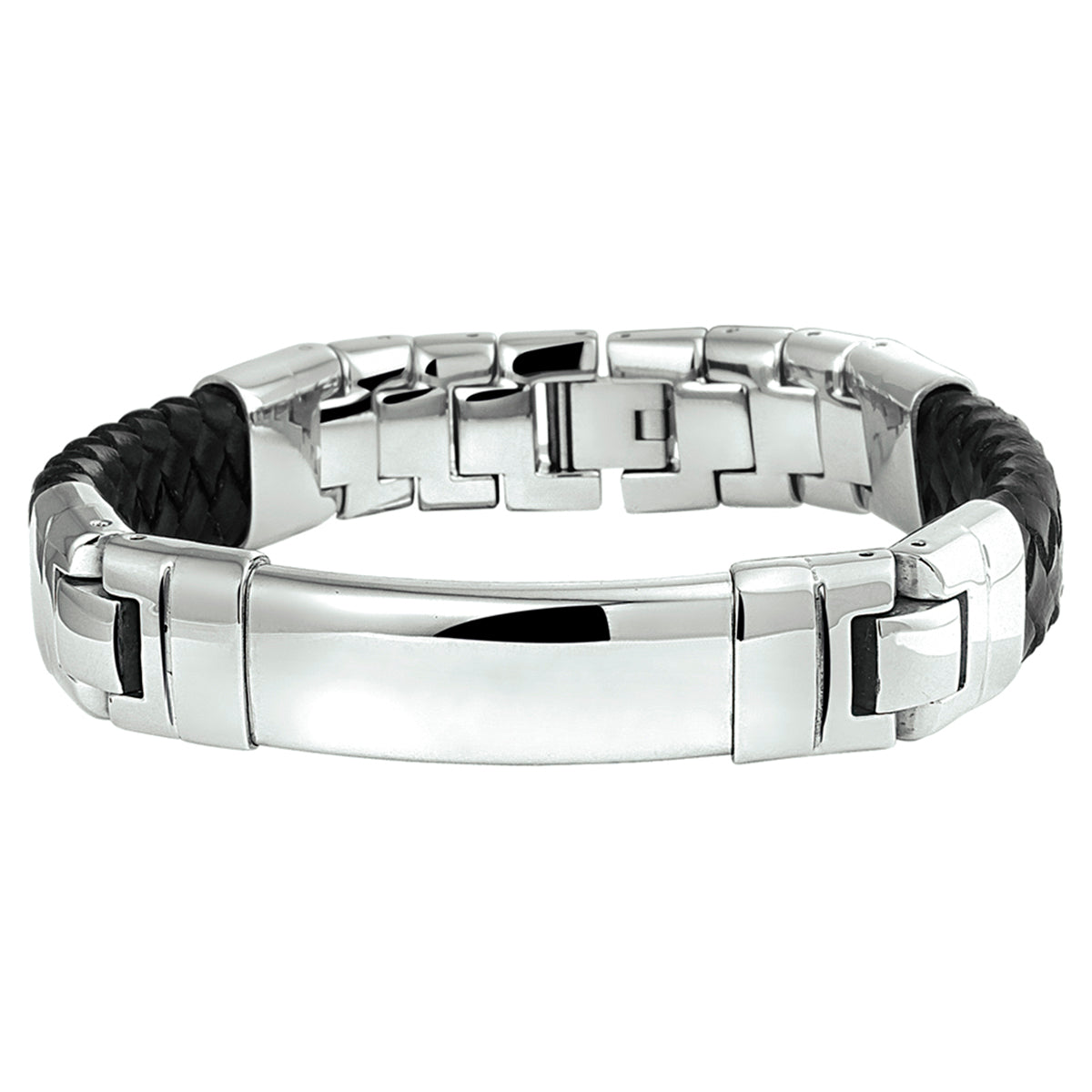 Armband Leder 14,5 mm 21 cm Edelstahl