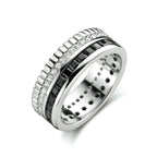 Ring aus schwarzem und weißem Zirkonia, Silber rhodiniert