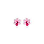 oorknoppen bloem en lieveheersbeestje 7,5 mm zilver gerhodineerd