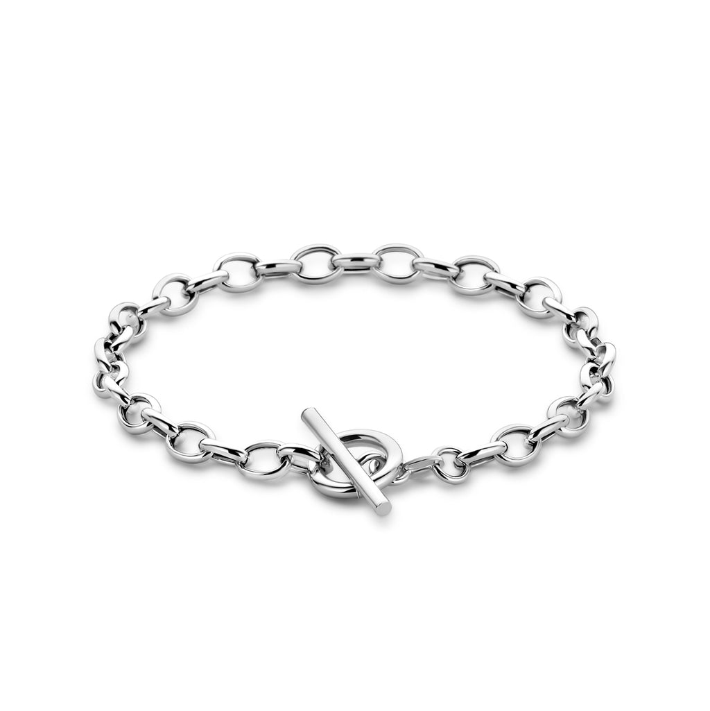 Armband 5 mm 18,5 cm Kapittelschloss Silber rhodiniert